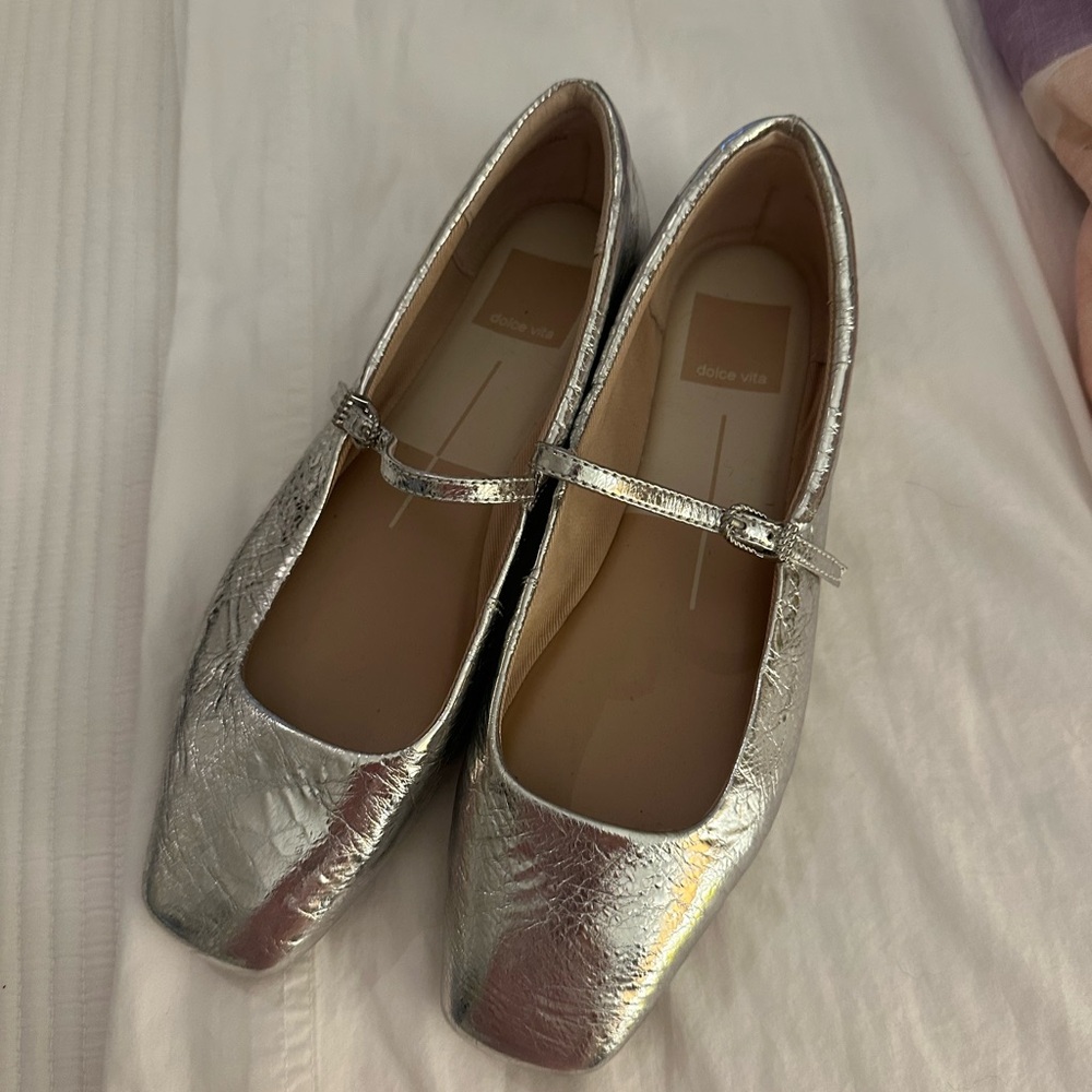 Dolce Vita Silver Flats Elegant Metallic Loafers